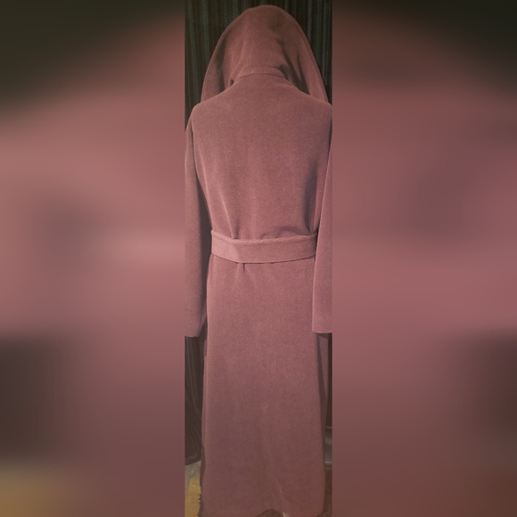 Vintage 100% cashmere rich chocolate brown wraparound huge collar 2XL maxi coat - Picture 6 of 16